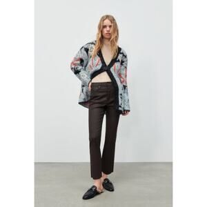 Zara Coated The Dreed Crop Flare Jeans